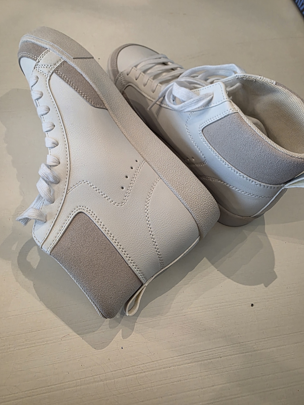 Women's High-Top Casual Sneakers in White and Beige